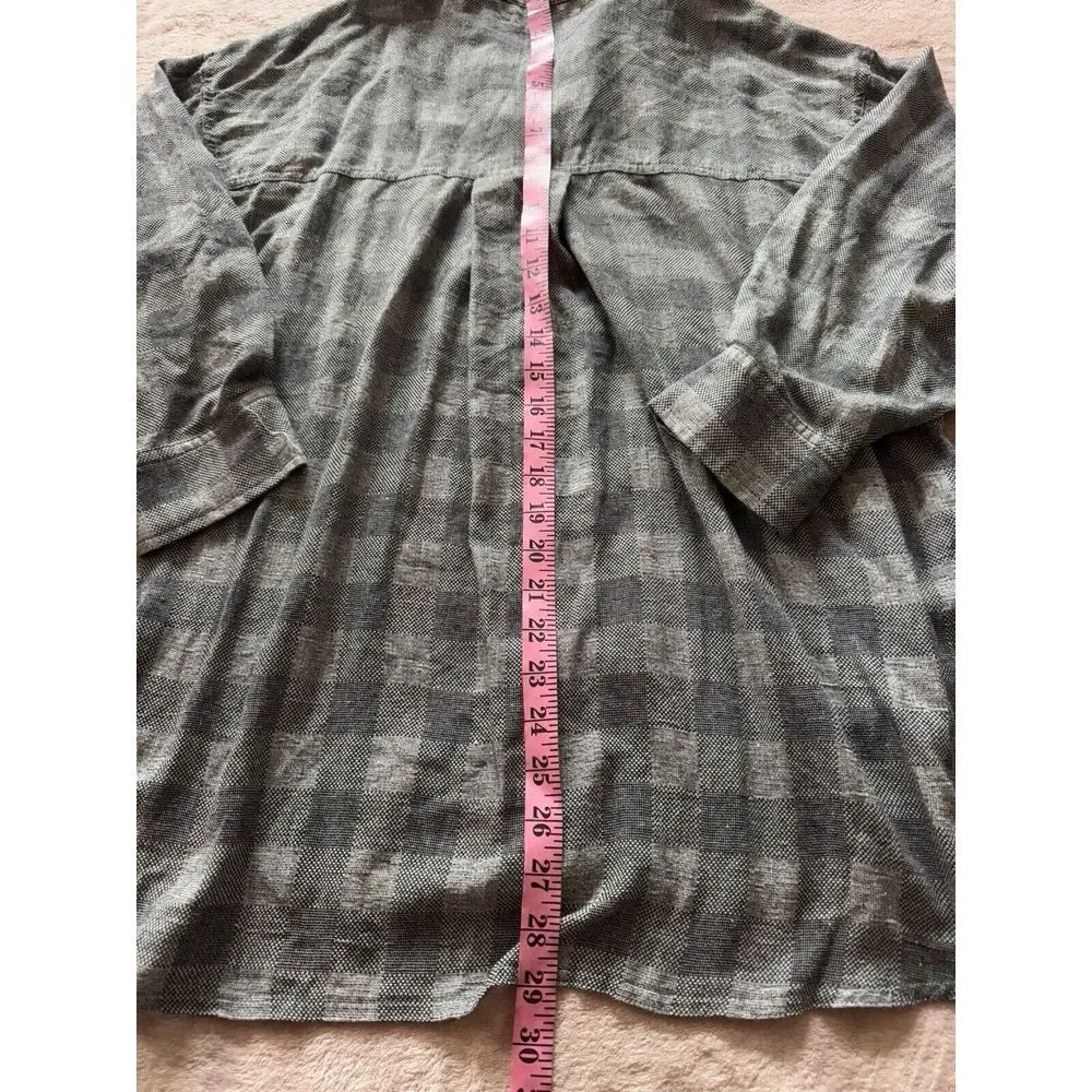 Mustard Seed Top Shirt Plaid Pull On Sleeve V‎ Neck Hi Low Hem Boho Sz S - Picture 9 of 10